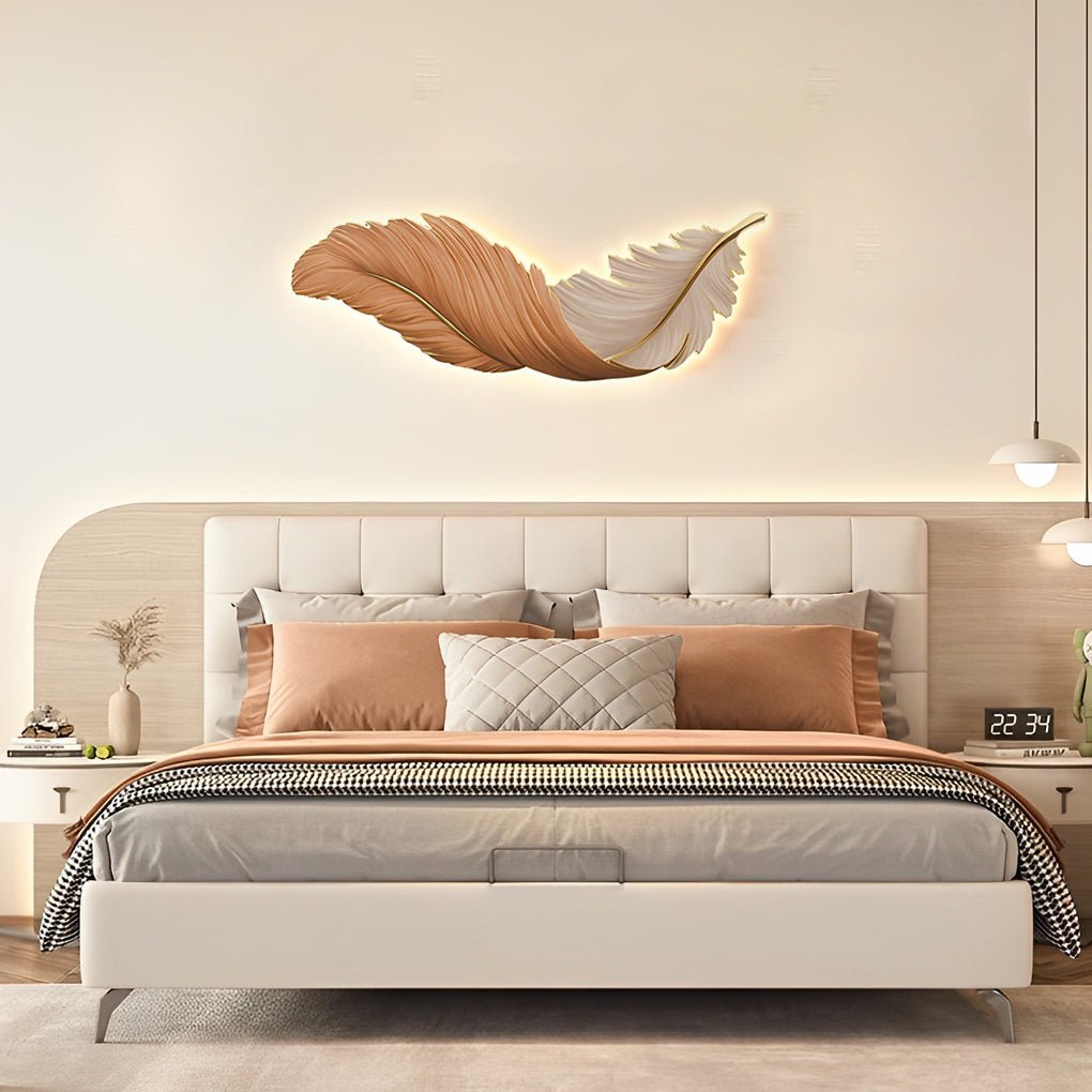Modern Feather Wall Light with LED Remote Control and USB Power