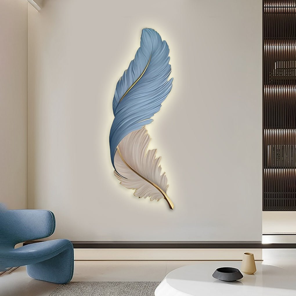 Modern Feather Wall Light with LED Remote Control and USB Power