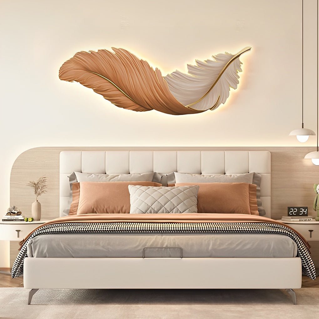 Modern Feather Wall Light with LED Remote Control and USB Power