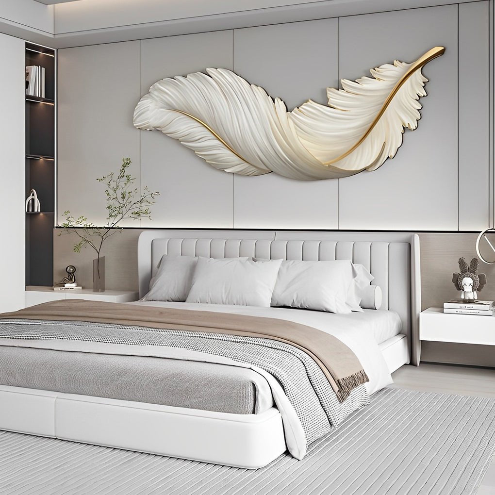 Modern Feather Wall Light with LED Remote Control and USB Power