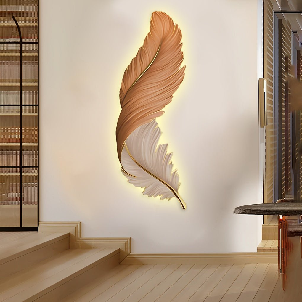 Modern Feather Wall Light with LED Remote Control and USB Power