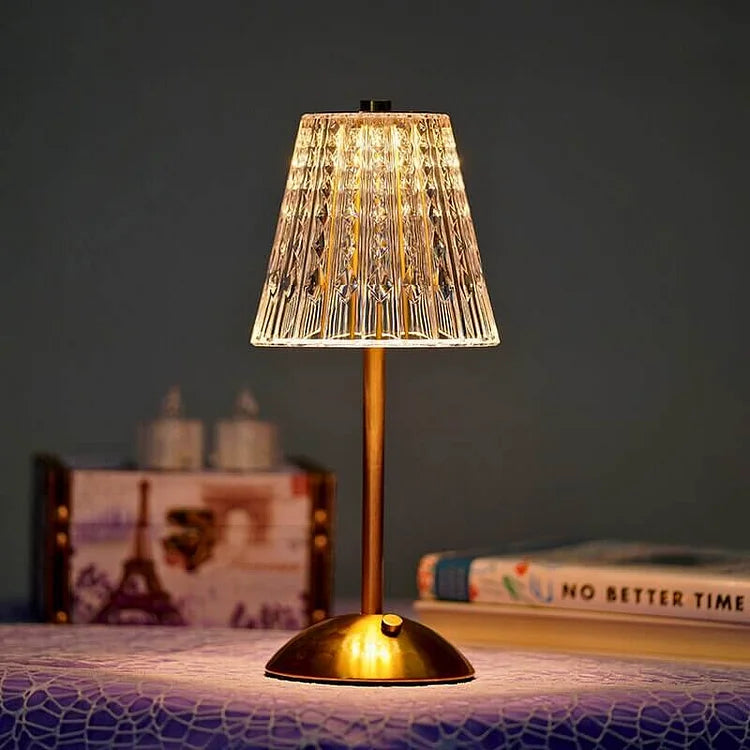 Crystal Metal Cordless Table Lamp Elegant USB LED Light
