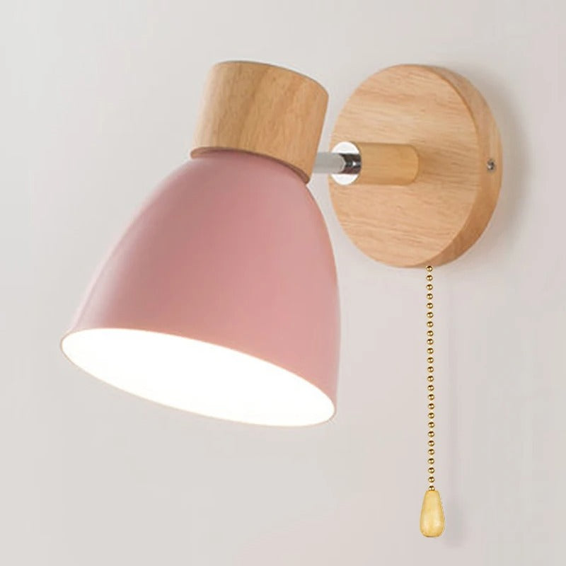 Wooden Nordic Wall Light – Modern Hanging Pull-Switch Lamp