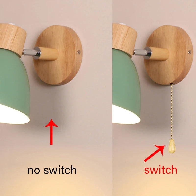Wooden Nordic Wall Light – Modern Hanging Pull-Switch Lamp