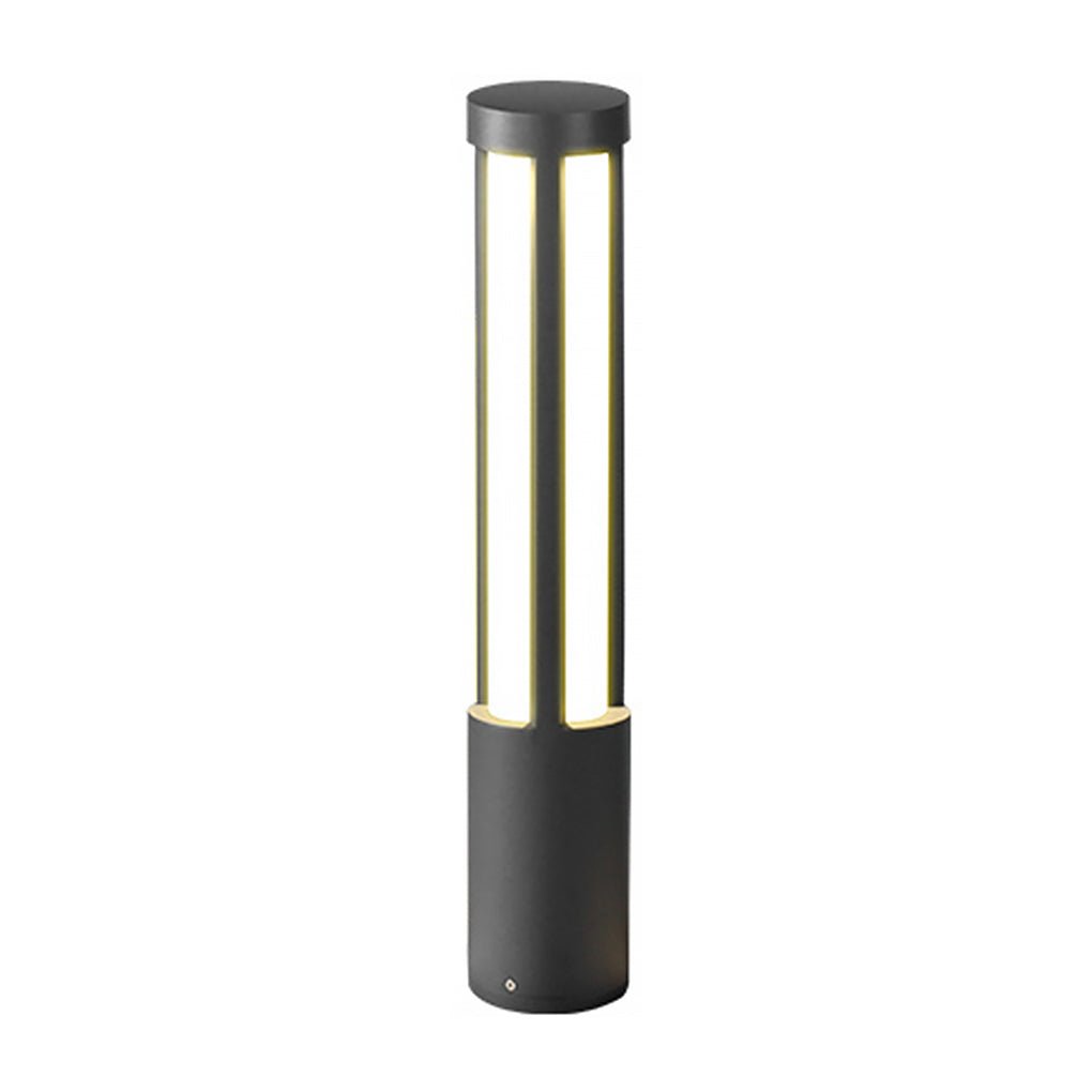 Modern Black Cylinder LED Outdoor Bollard Light Waterproof Hardwired