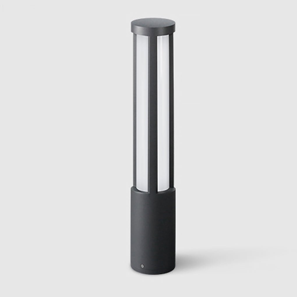 Modern Black Cylinder LED Outdoor Bollard Light Waterproof Hardwired