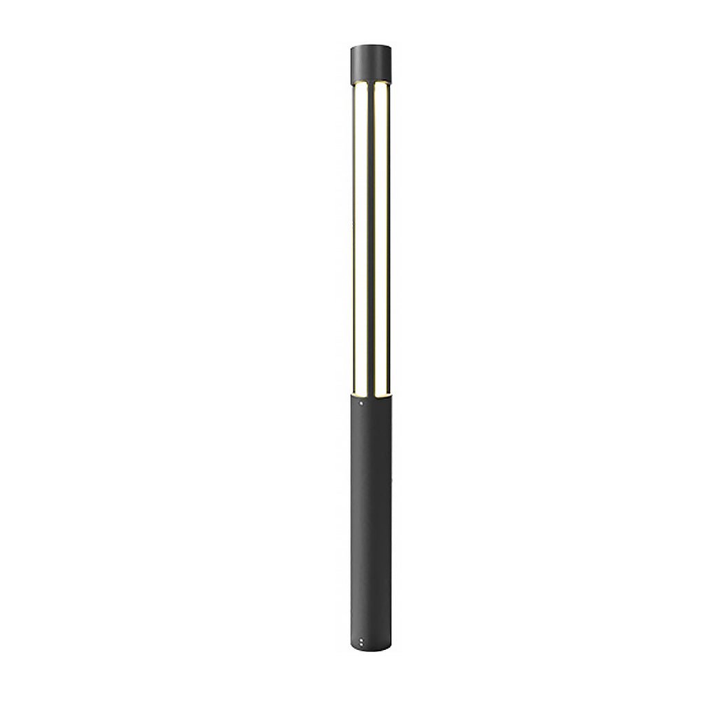 Modern Black Cylinder LED Outdoor Bollard Light Waterproof Hardwired
