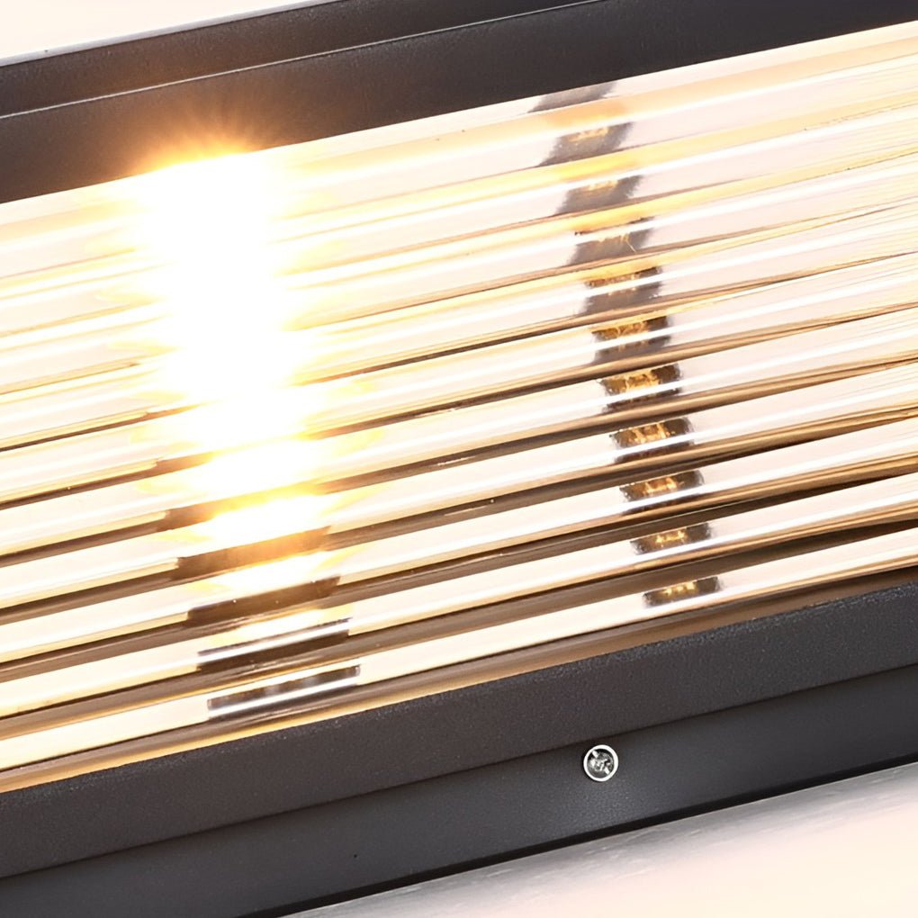 Modern Ribbed Glass Outdoor Pillar Light Solar or Hardwired Pier Mount Lamp