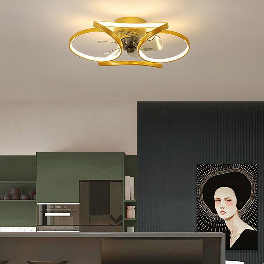 Modern Flower LED Ceiling Fan Light with Remote