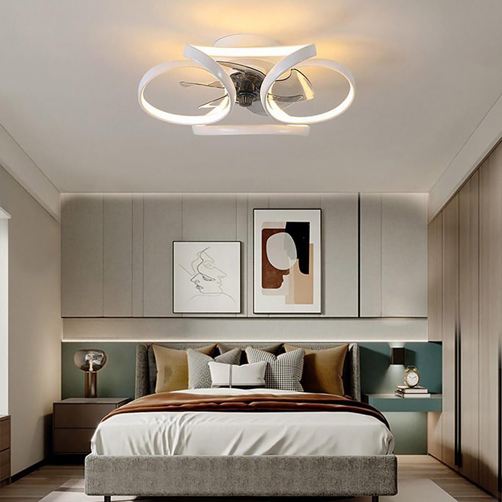Modern Flower LED Ceiling Fan Light with Remote