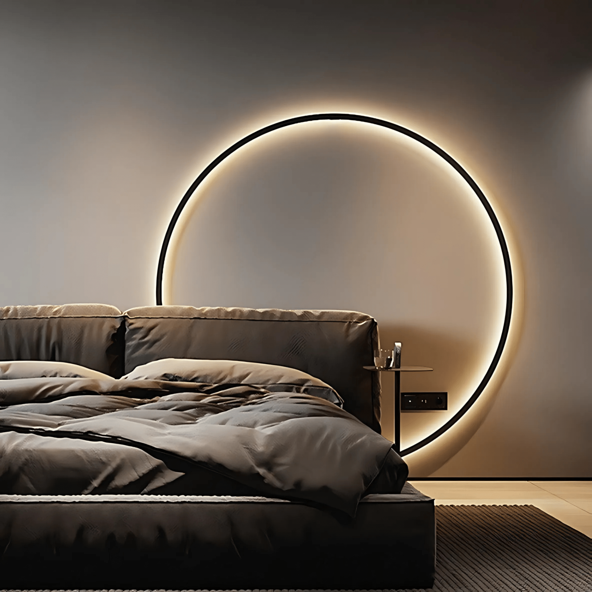 Modern Satin Black LED Wall Light Dimmable USB & Hardwired