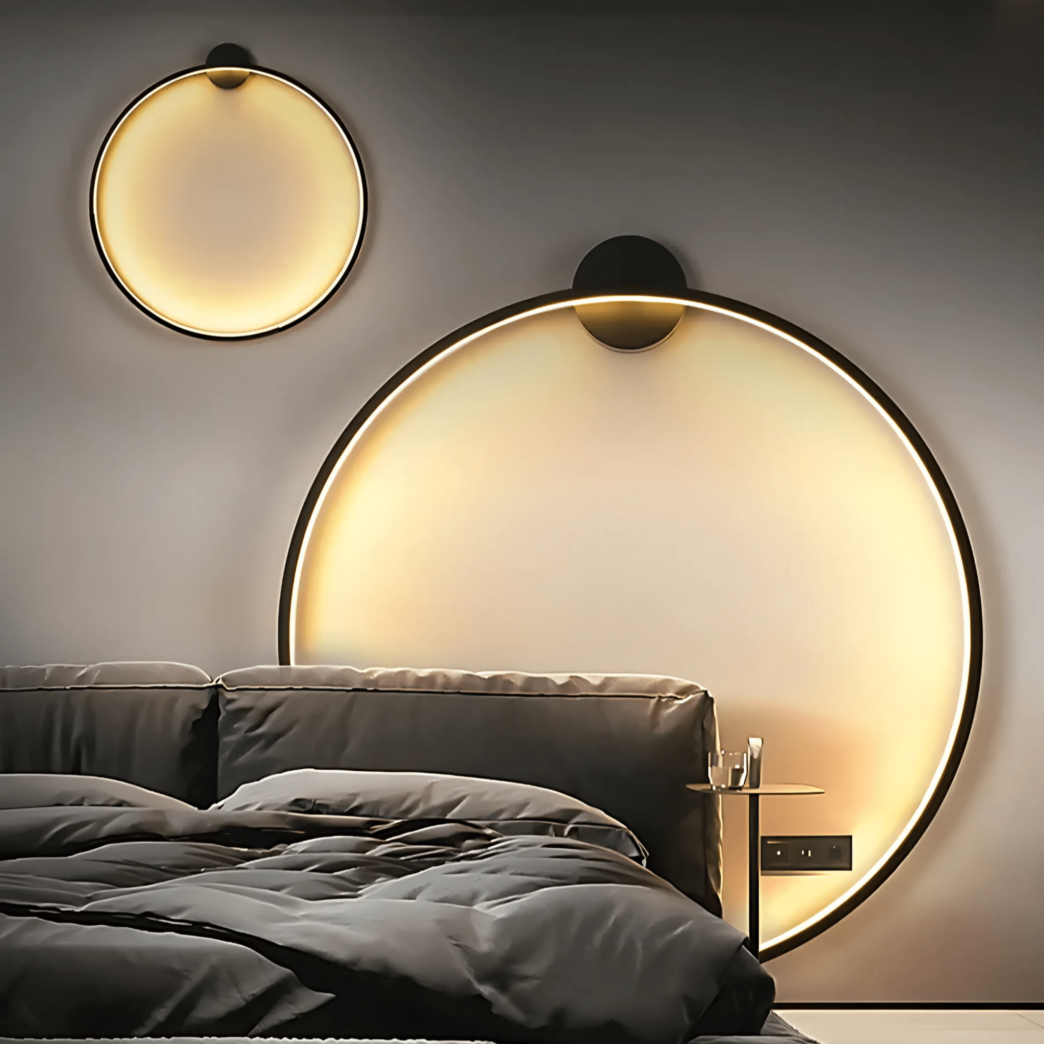 Modern Satin Black LED Wall Light Dimmable USB & Hardwired