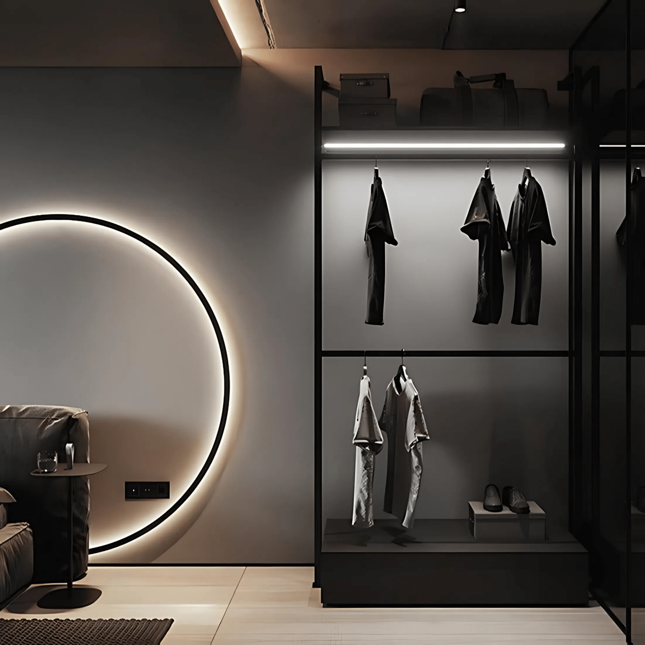 Modern Satin Black LED Wall Light Dimmable USB & Hardwired