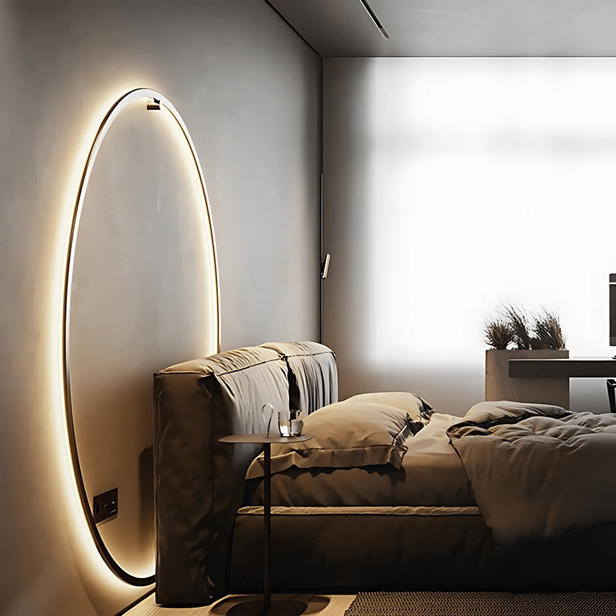 Modern Satin Black LED Wall Light Dimmable USB & Hardwired