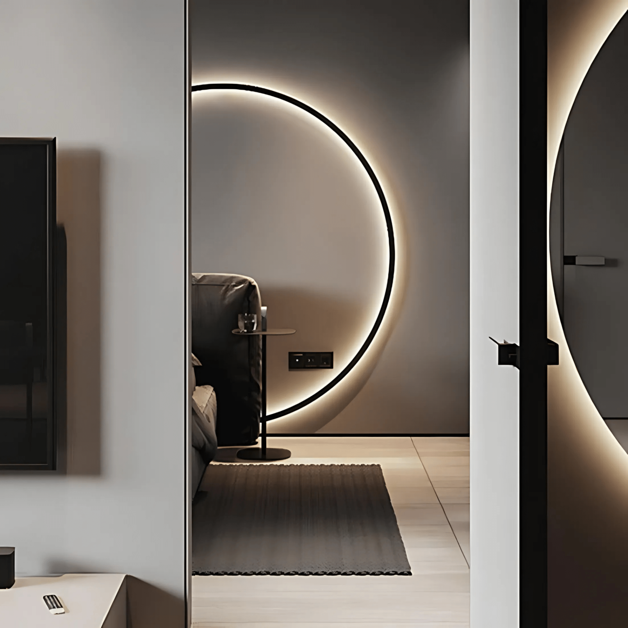 Modern Satin Black LED Wall Light Dimmable USB & Hardwired
