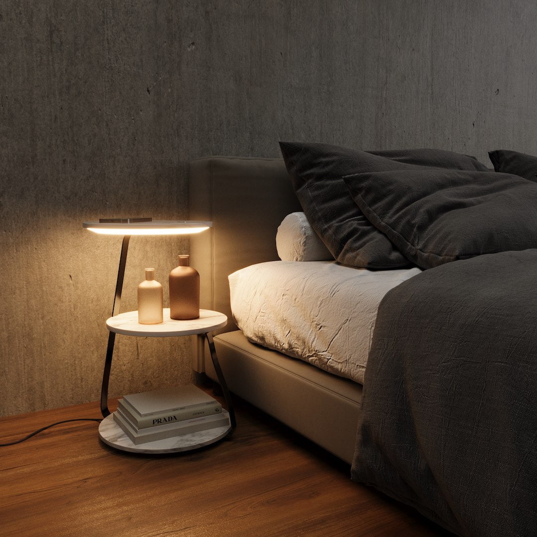 Modern Double-Layer Side Table with Stone or Wood Top