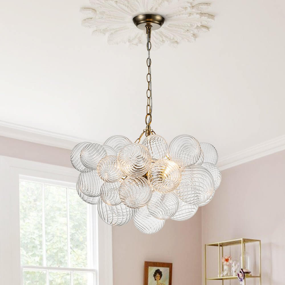 Modern Bubble Chandelier Glass Globe Cluster Light