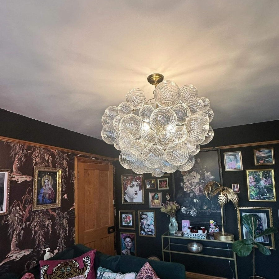 Modern Bubble Chandelier Glass Globe Cluster Light