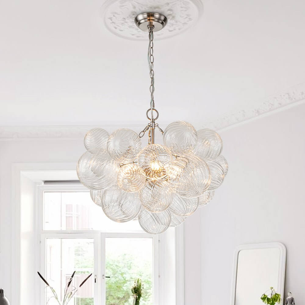 Modern Bubble Chandelier Glass Globe Cluster Light