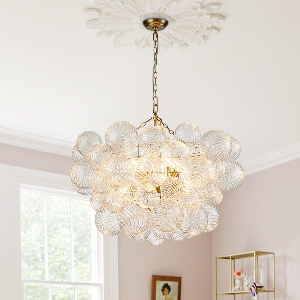 Modern Bubble Chandelier Glass Globe Cluster Light