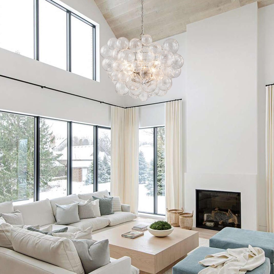 Modern Bubble Chandelier Glass Globe Cluster Light