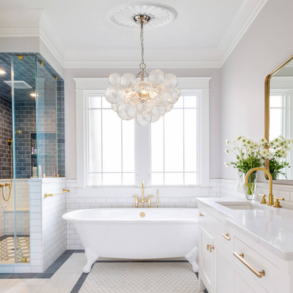 Modern Bubble Chandelier Glass Globe Cluster Light
