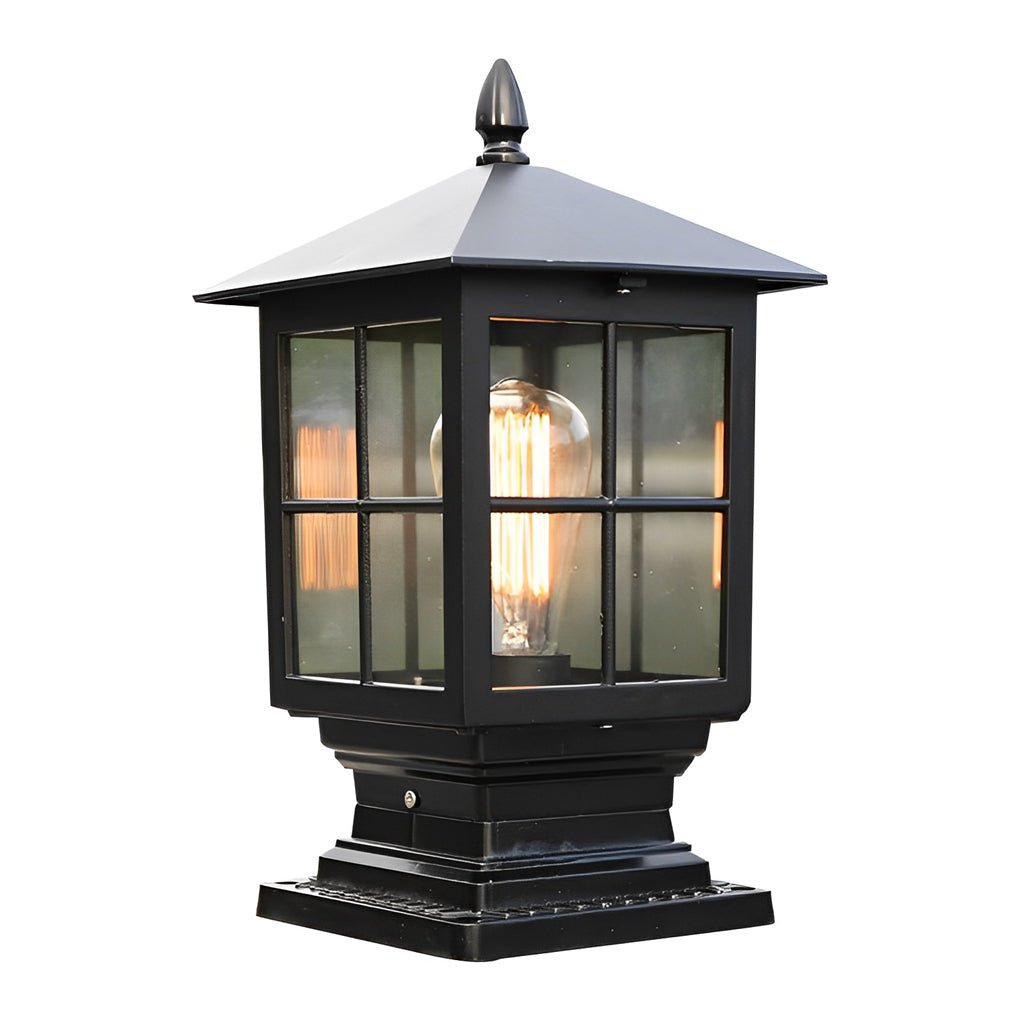 Black Solar LED Outdoor Pillar Light Waterproof Classic
