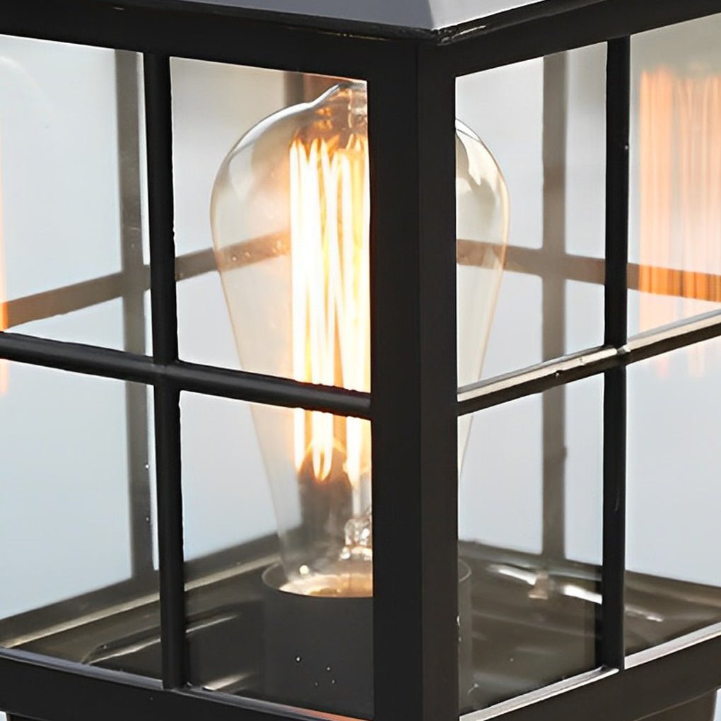 Black Solar LED Outdoor Pillar Light Waterproof Classic