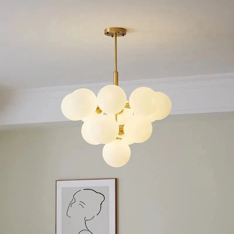 Modern Frosted Glass Chandelier Adjustable LED Ceiling Light