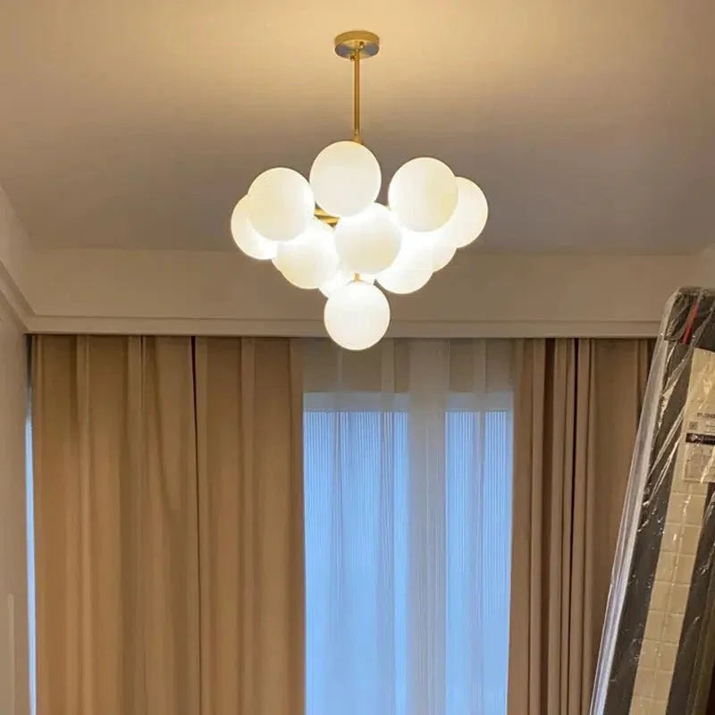 Modern Frosted Glass Chandelier Adjustable LED Ceiling Light