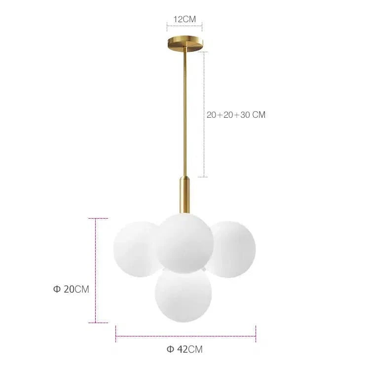 Modern Frosted Glass Chandelier Adjustable LED Ceiling Light