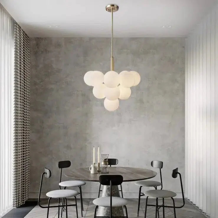 Modern Frosted Glass Chandelier Adjustable LED Ceiling Light