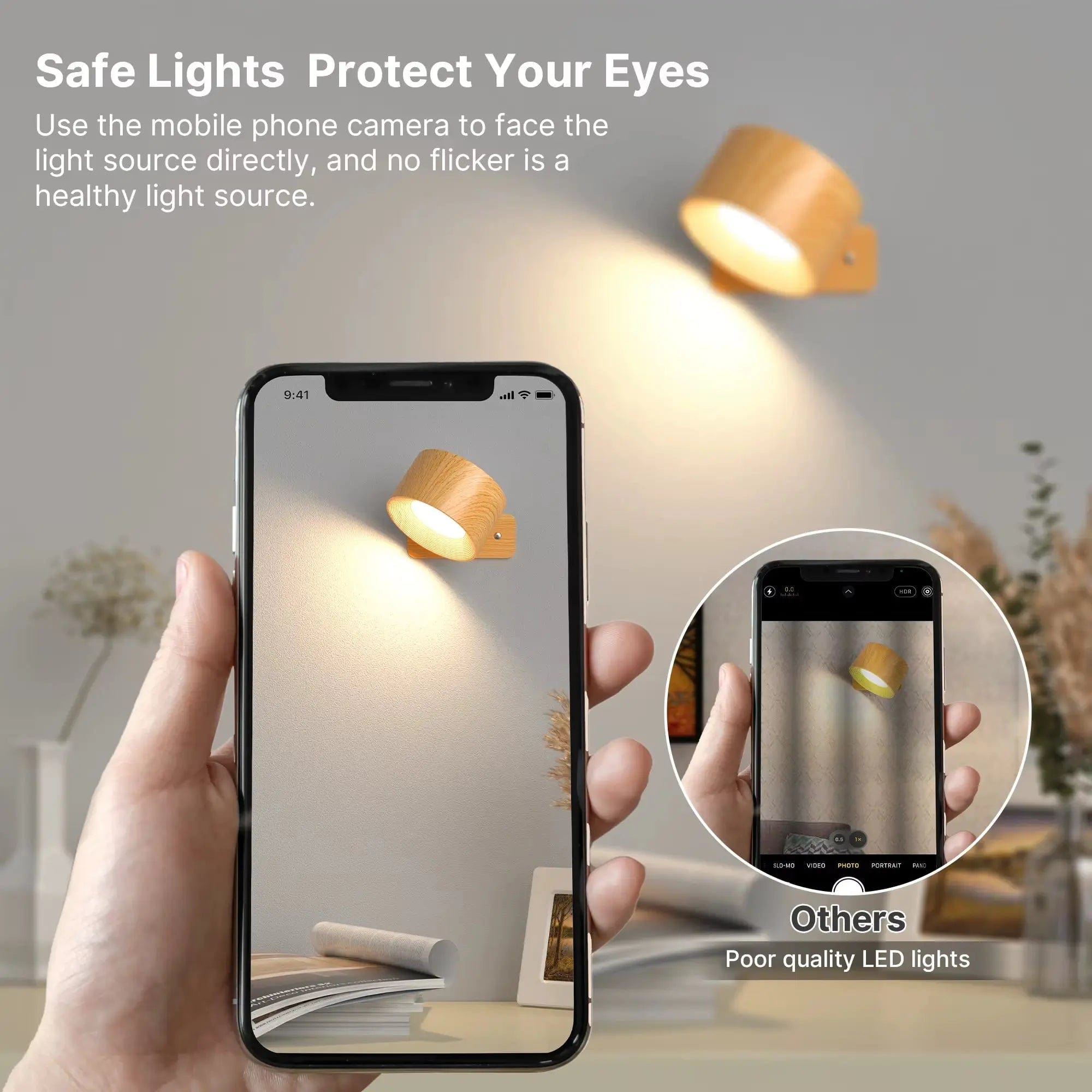 Rechargeable Battery Wall Light, Wireless Adjustable Lamp