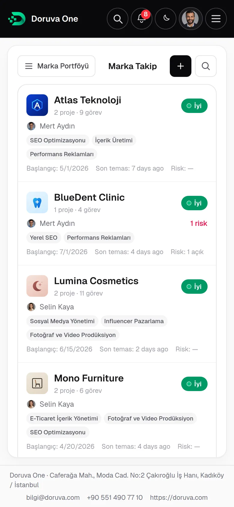 Brand list on a phone