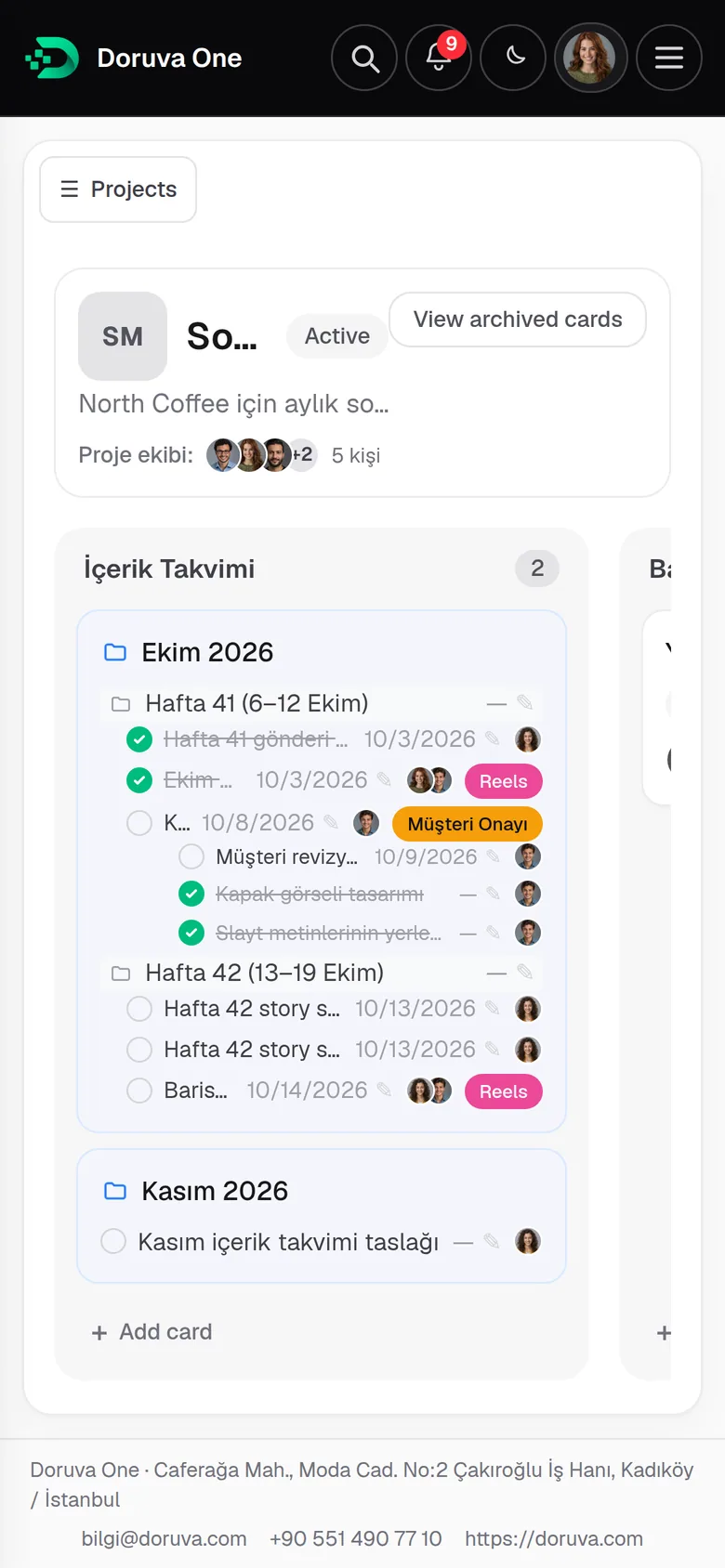 Project board on a phone: planning groups and cards