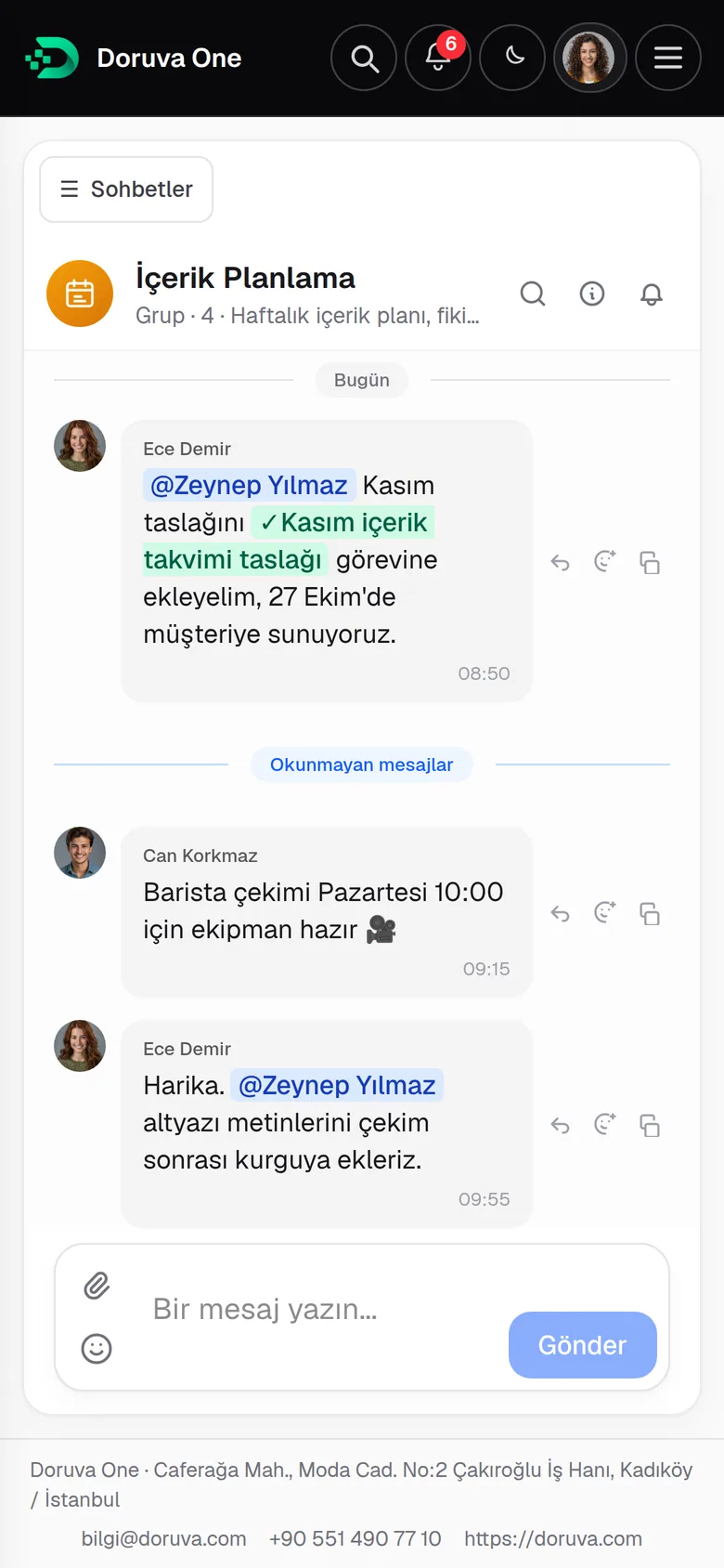 Telefonda İçerik Planlama grup sohbeti