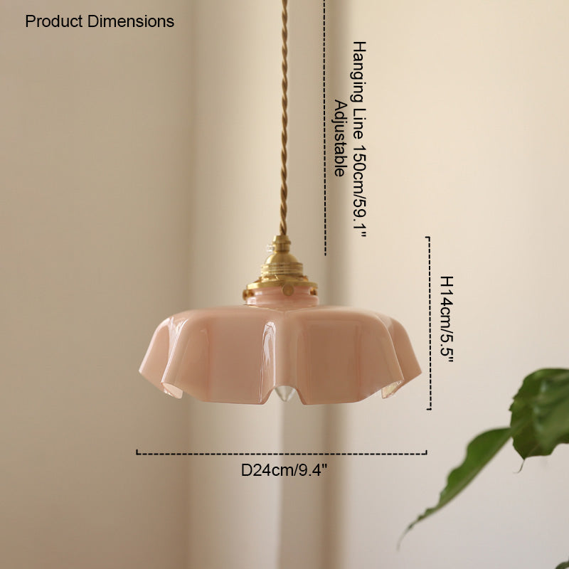 Retro Glass Flower Pendant Light for Bedroom Kitchen and Hallway