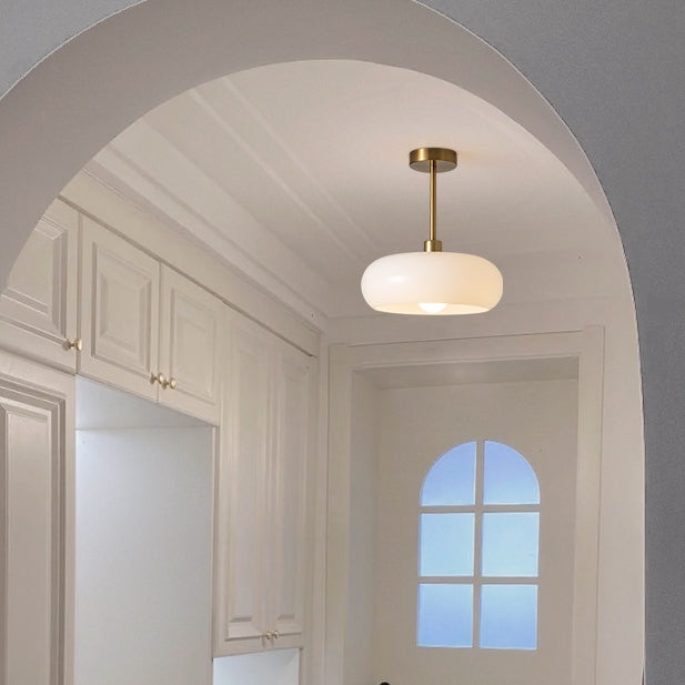 Amber Glass Round Ceiling Light Warm Retro Flush Mount