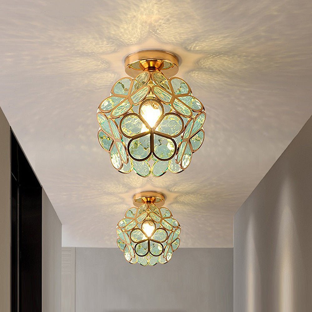 Glass Flower Style Ceiling Light Modern Hall Flush Mount