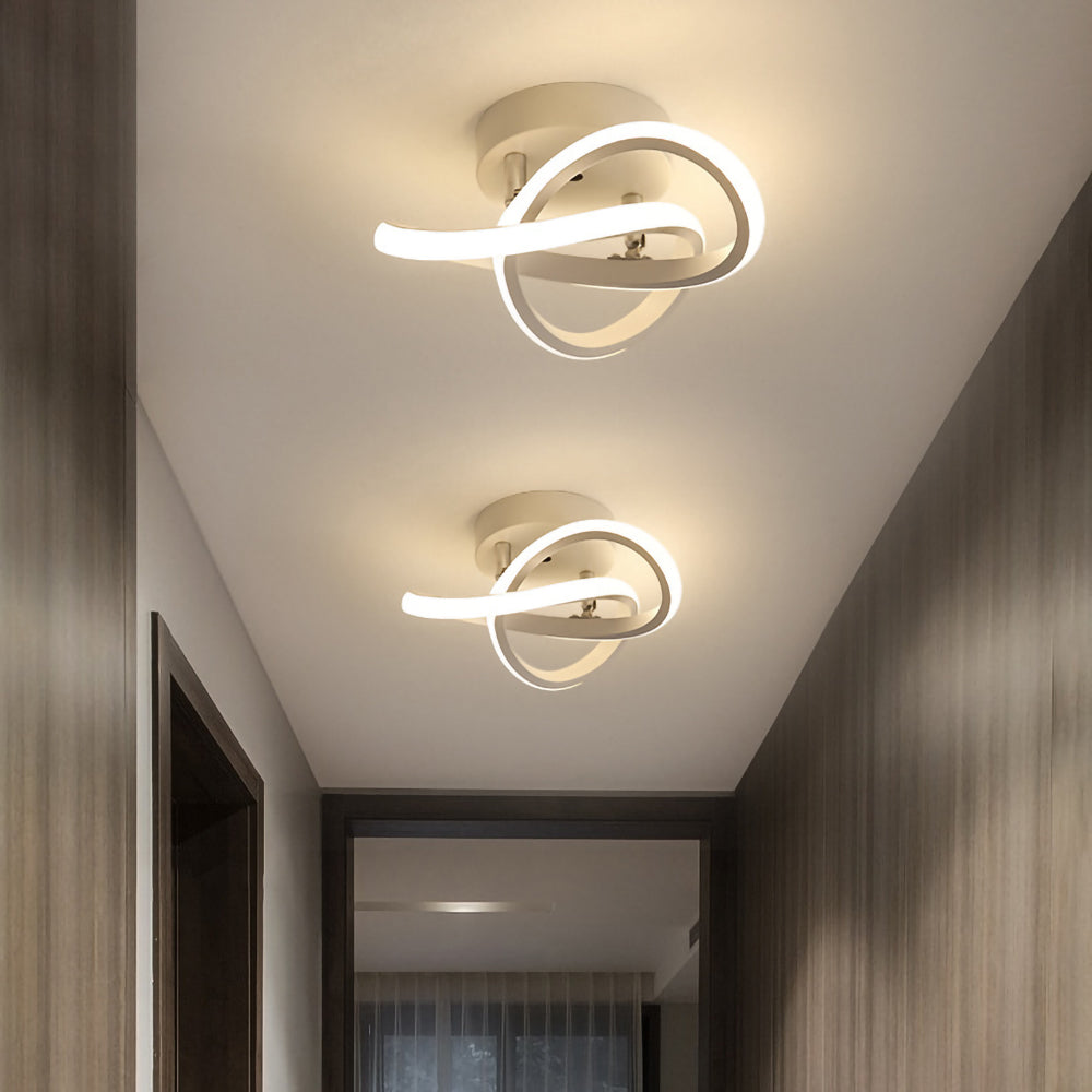 Modern White LED Ceiling Light with Iron and Acrylic Design