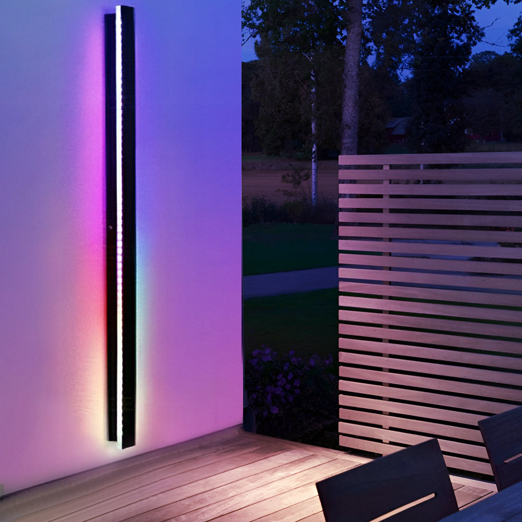 Modern Black LED Outdoor Wall Light Long Linear Waterproof Lighting