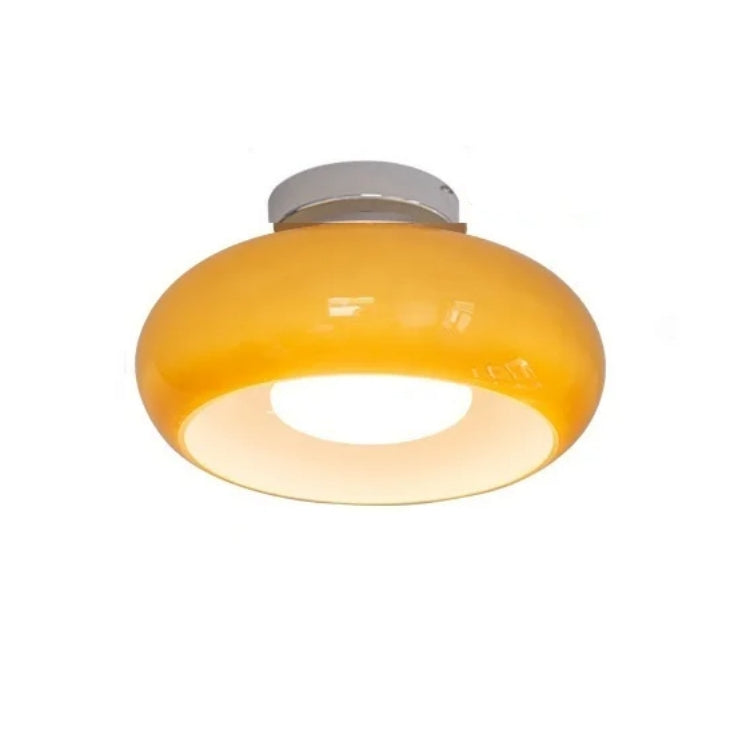 Amber Glass Round Ceiling Light Warm Retro Flush Mount