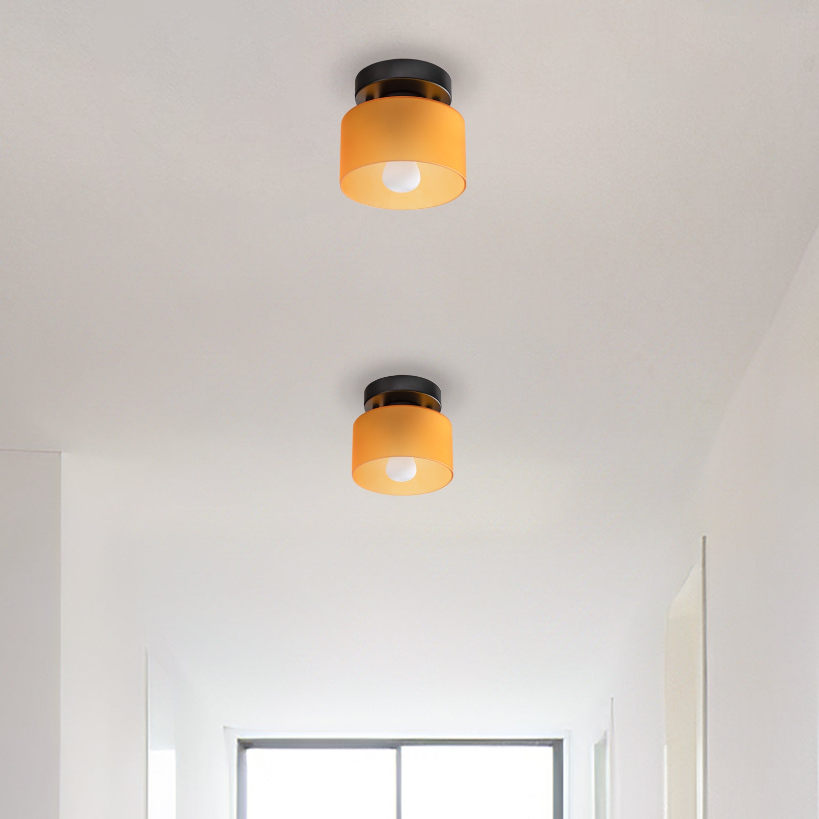 Bauhaus Glass Flush Mount Ceiling Light – Minimalist Small Fixture