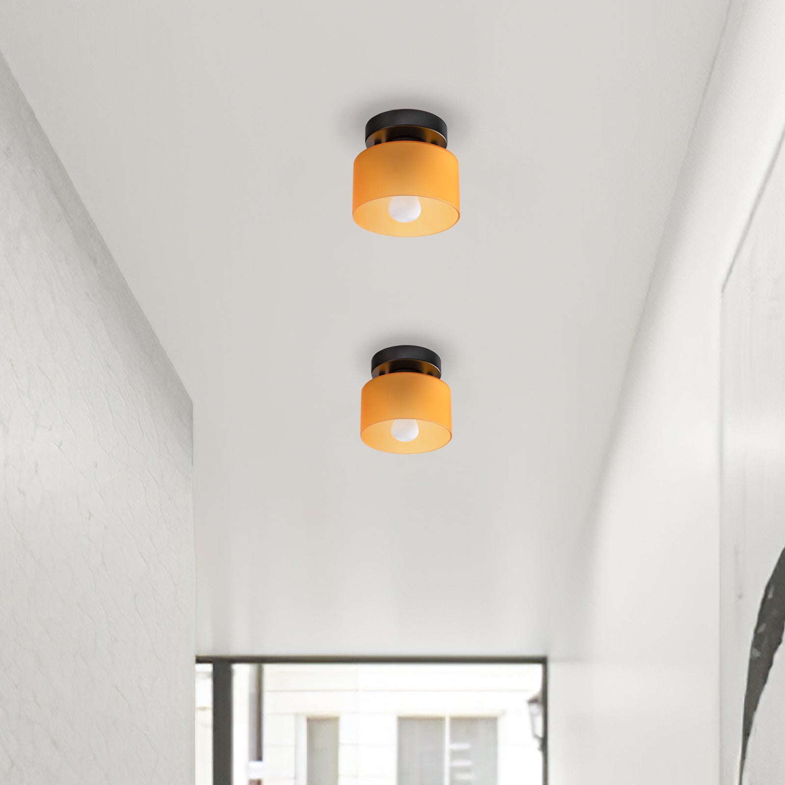 Bauhaus Glass Flush Mount Ceiling Light – Minimalist Small Fixture