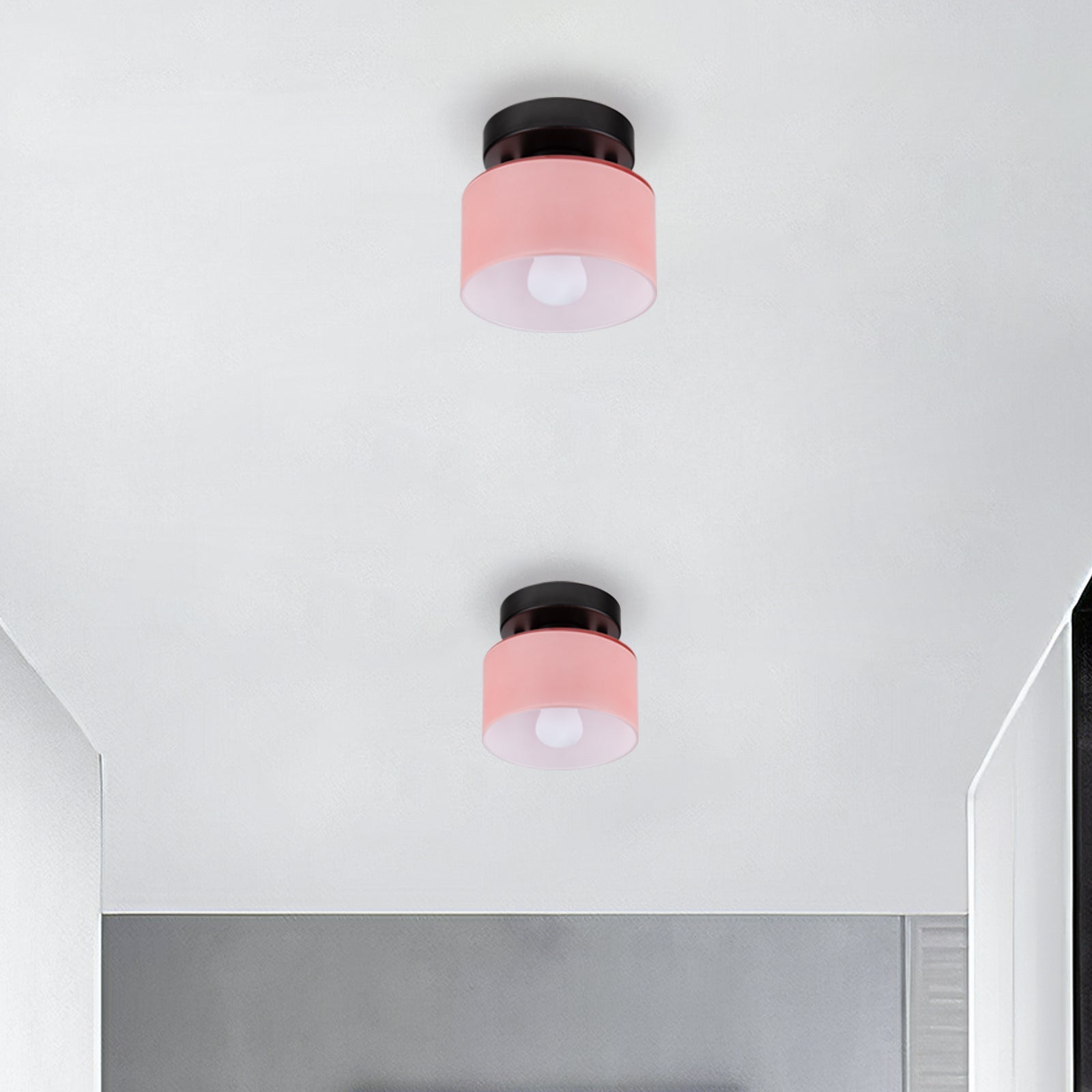 Bauhaus Glass Flush Mount Ceiling Light – Minimalist Small Fixture
