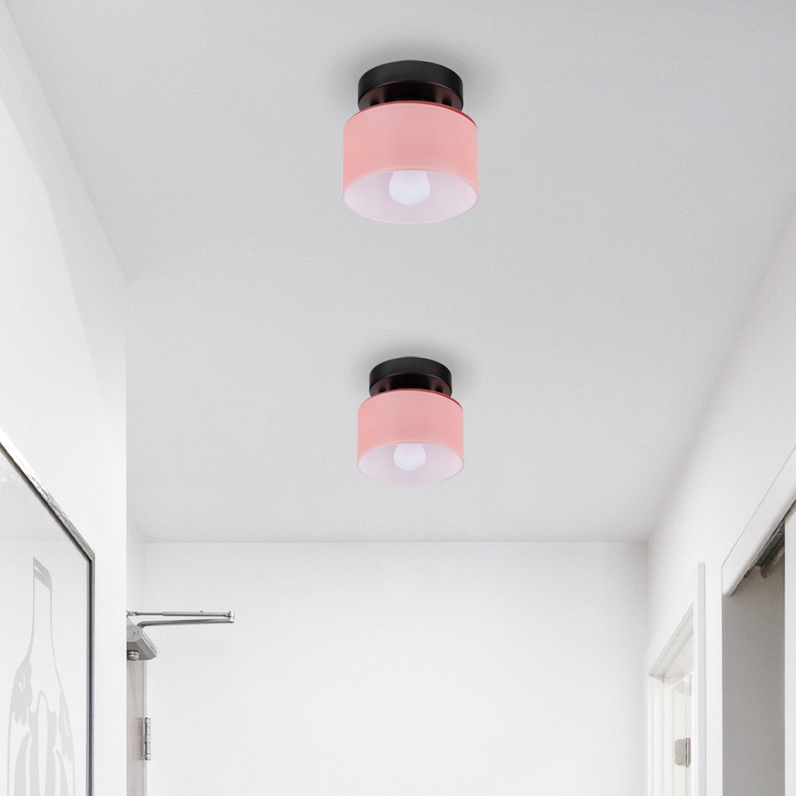Bauhaus Glass Flush Mount Ceiling Light – Minimalist Small Fixture
