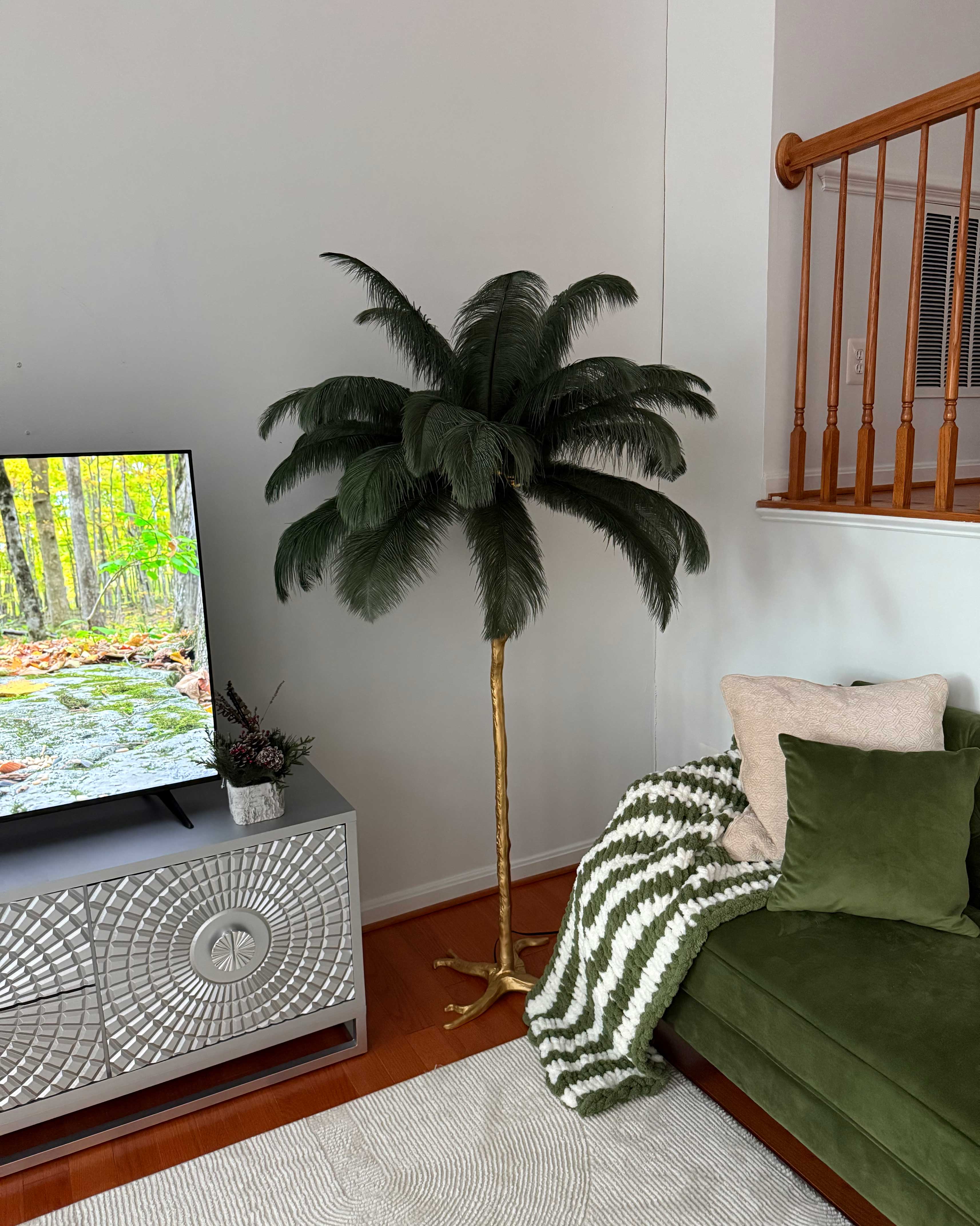 Feather Palm Tree Floor Lamp for Living Room or Bedroom