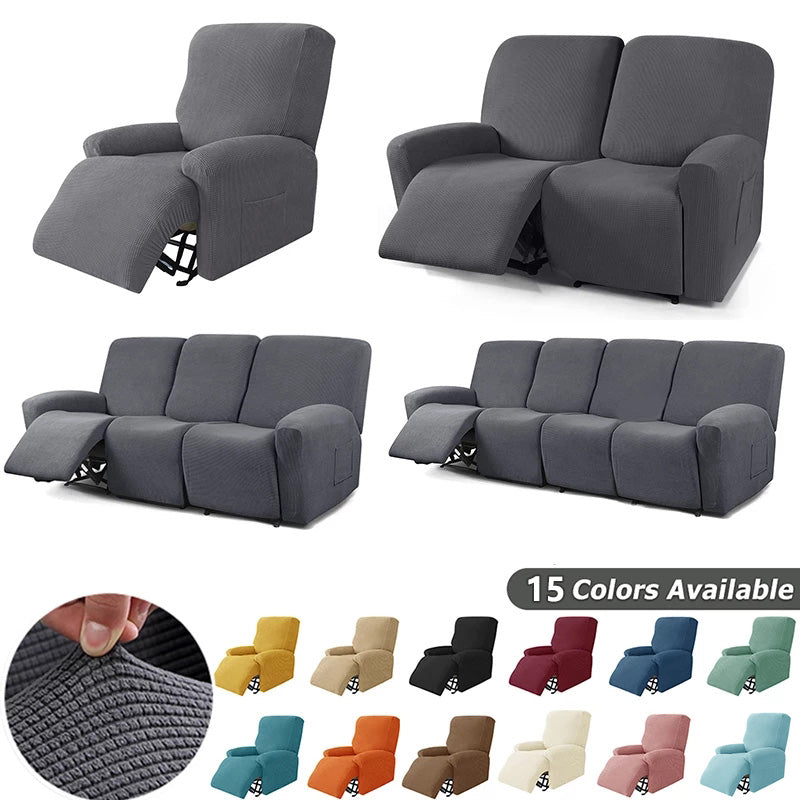 Knitted Recliner Chair Covers for 1 2 3 4 Seater, Stretch Jacquard Slipcovers