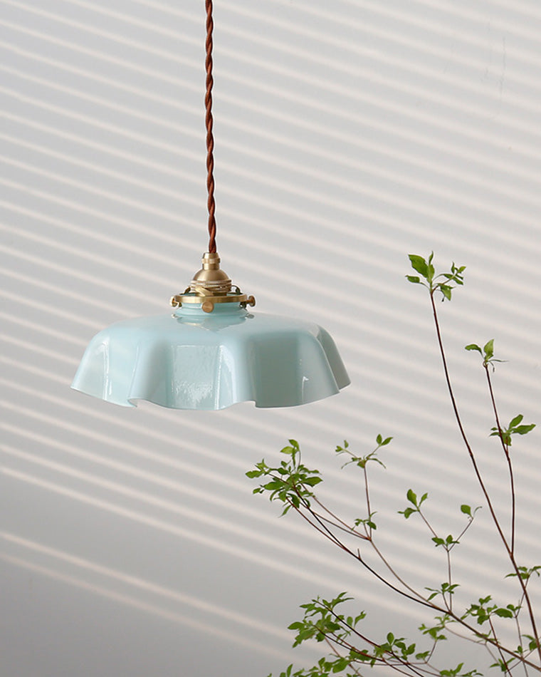 Retro Glass Flower Pendant Light for Bedroom Kitchen and Hallway