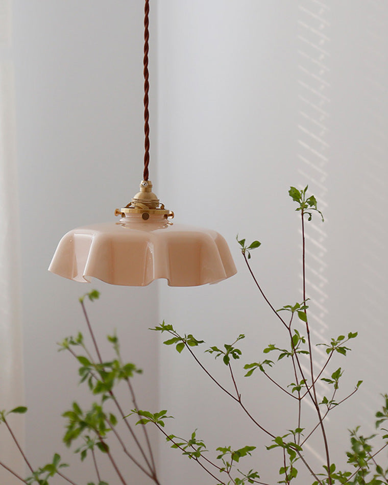 Retro Glass Flower Pendant Light for Bedroom Kitchen and Hallway